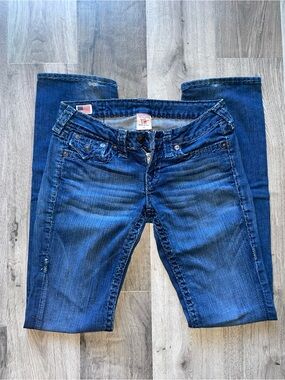 True Religion Women’s Boot Cut Jeans in Dark Blue Denim
